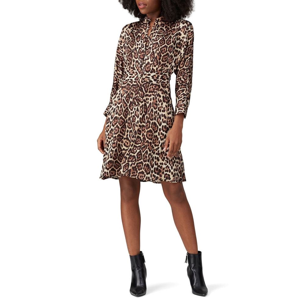 Equipment Adalicia Leopard Print Long Sleeve Dress - Size 12‎